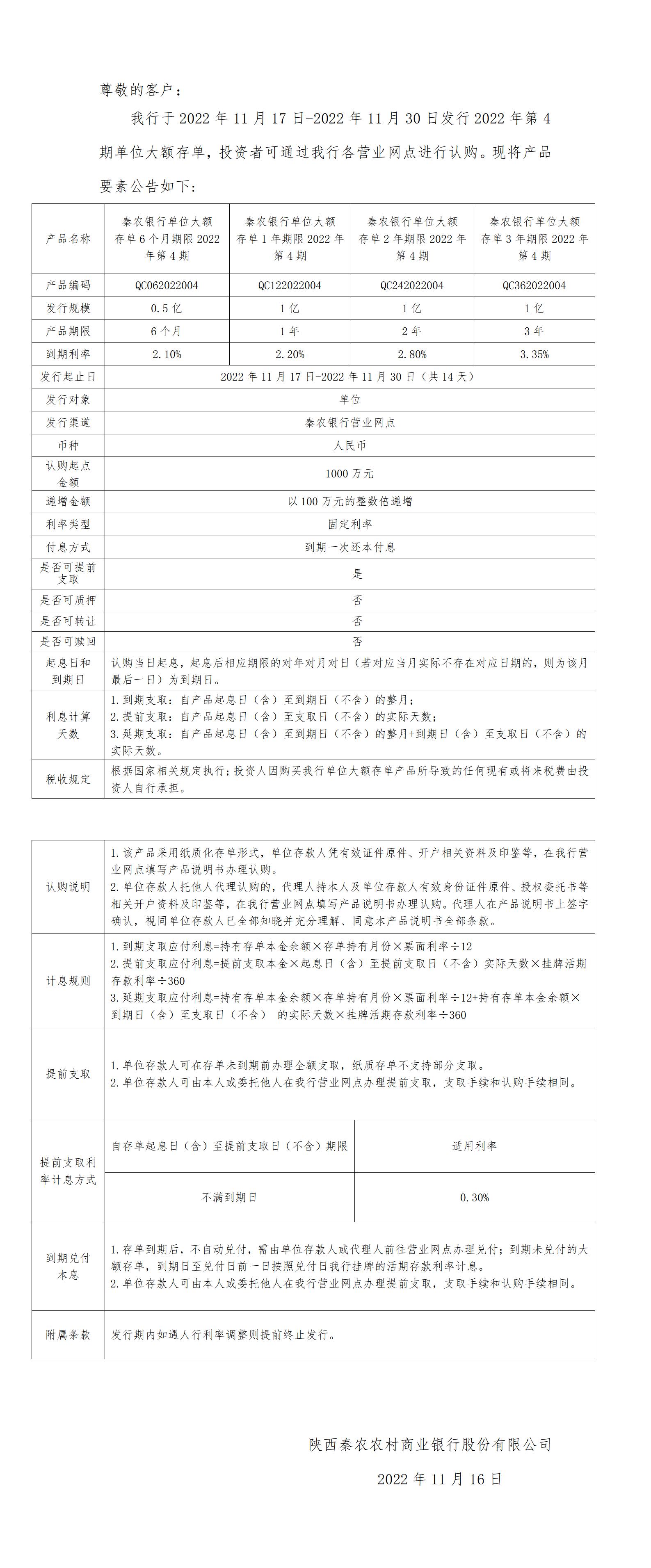 秦農銀行單位大(dà)額存單2022年第4期發行公告2022.11.15_01.jpg